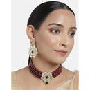 Etnico Gold Plated Kundan & Pearl Choker Necklace & Earrings Set For Women (ML263W)