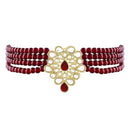 Etnico Gold Plated Kundan & Pearl Choker Necklace & Earrings Set For Women (ML263M)