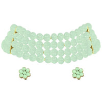 Etnico Gold Plated Multistrand Pearl Choker Necklace & Stud Earrings Set For women (ML286Min)