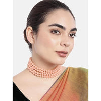 Etnico Gold Plated Multistrand Pearl Choker Necklace & Stud Earrings Set For women (ML286Pe)