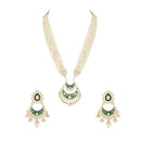 Etnico Gold Plated Meenakari Kundan & Pearl Drop Long Necklace & Earrings Set For Women (ML297G)