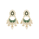 Etnico Gold Plated Meenakari Kundan & Pearl Drop Long Necklace & Earrings Set For Women (ML297G)