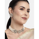 Etnico Gold Plated Kundan & Pearl Choker Necklace & Earrings Set For Women (ML310W)