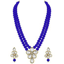 Etnico Gold Plated Traditional Kundan & Pearl Studded Necklace Jewellery Set For Women (ML311) (Blue)