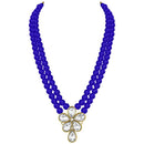 Etnico Gold Plated Traditional Kundan & Pearl Studded Necklace Jewellery Set For Women (ML311) (Blue)