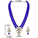 Etnico Gold Plated Traditional Kundan & Pearl Studded Necklace Jewellery Set For Women (ML311) (Blue)