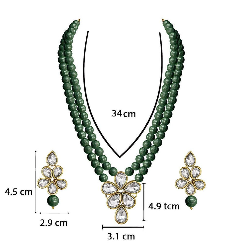 Etnico Gold Plated Traditional Kundan & Pearl Studded Necklace Jewellery Set For Women (ML311G)