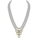 Etnico Gold Plated Traditional Kundan & Pearl Studded Necklace Jewellery Set For Women (ML311) (Grey)