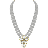 Etnico Gold Plated Traditional Kundan & Pearl Studded Necklace Jewellery Set For Women (ML311) (Grey)