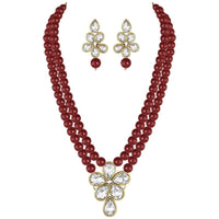 Etnico Gold Plated Traditional Kundan & Pearl Studded Necklace Jewellery Set For Women (ML311M)