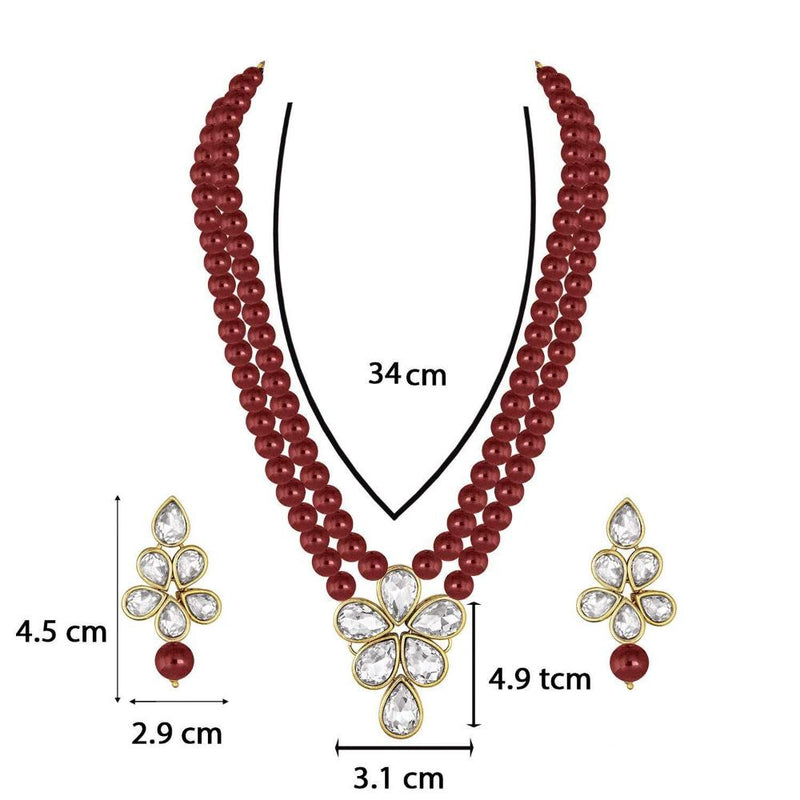 Etnico Gold Plated Traditional Kundan & Pearl Studded Necklace Jewellery Set For Women (ML311M)