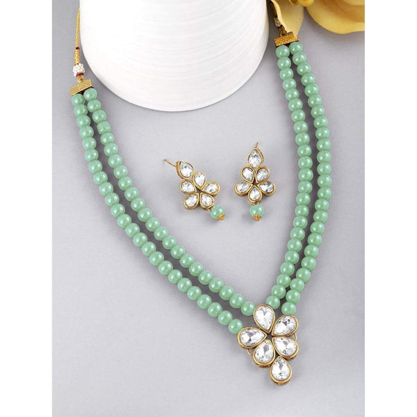 Etnico Gold Plated Traditional Kundan & Pearl Studded Necklace Jewellery Set For Women (ML311Min)