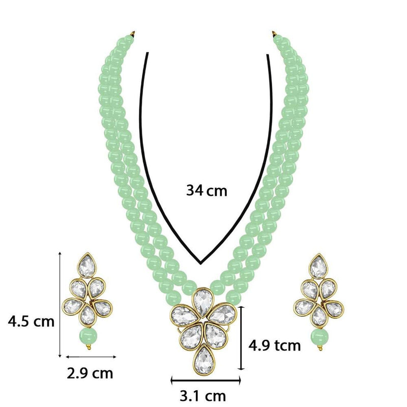 Etnico Gold Plated Traditional Kundan & Pearl Studded Necklace Jewellery Set For Women (ML311Min)