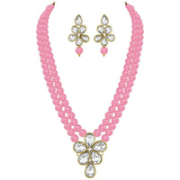 Etnico Gold Plated Traditional Kundan & Pearl Studded Necklace Jewellery Set For Women (ML311Pi)