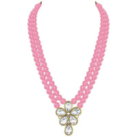 Etnico Gold Plated Traditional Kundan & Pearl Studded Necklace Jewellery Set For Women (ML311Pi)