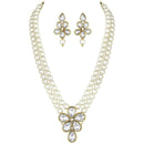 Etnico Gold Plated Traditional Kundan & Pearl Studded Necklace Jewellery Set For Women (ML311W)