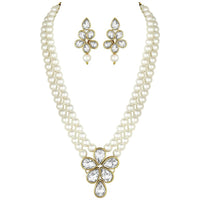 Etnico Gold Plated Traditional Kundan & Pearl Studded Necklace Jewellery Set For Women (ML311W)