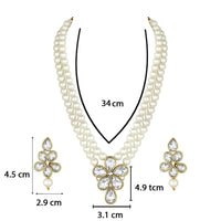 Etnico Gold Plated Traditional Kundan & Pearl Studded Necklace Jewellery Set For Women (ML311W)