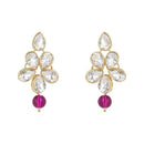 Etnico Gold Plated Traditional Kundan & Pearl Studded Necklace Jewellery Set For Women (ML311) (Wine)