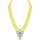 Etnico Gold Plated Traditional Kundan & Pearl Studded Necklace Jewellery Set For Women (ML311) (Yellow)