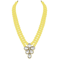 Etnico Gold Plated Traditional Kundan & Pearl Studded Necklace Jewellery Set For Women (ML311) (Yellow)