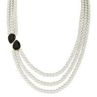 Etnico Gold Plated Traditional Stone Studded Pearl Long Necklace Jewellery Set For Women/Girls (ML315B)