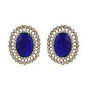 Etnico Gold Plated Traditional Stone Studded Pearl Choker Necklace Jewellery Set For Women/Girls (ML316) (Blue)