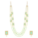 Etnico Gold Plated Traditional Stone Studded Multi Strand Long Pearl Necklace Jewellery With Stud Earrings Set For Women/Girls (ML317Min)