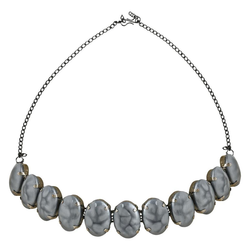 Etnico Glamorous Fashionable Eye-Catching Grey Beaded Choker and Earrings Set For Women/Girls (ML318Gr)