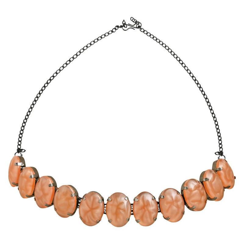 Etnico Glamorous Fashionable Eye-Catching Peach Beaded Choker and Earrings Set For Women/Girls (ML318Pe)