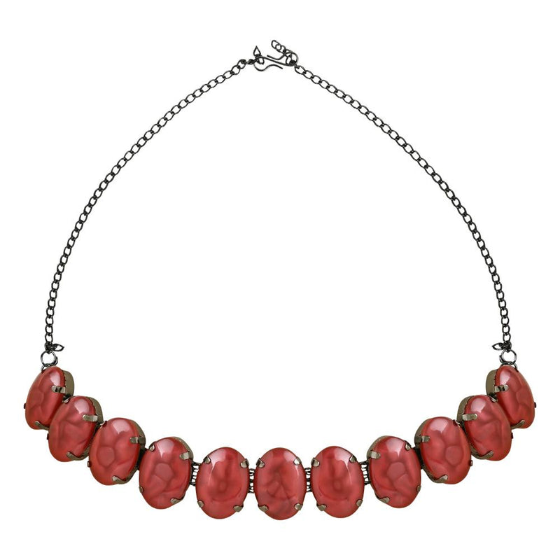 Etnico Glamorous Fashionable Eye-Catching Red Beaded Choker and Earrings Set For Women/Girls (ML318R)