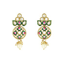 Etnico Gold Plated Traditional Pearl Kundan Studded Meenakari Choker Necklace With Earring Set For Women/Girls (ML319G)