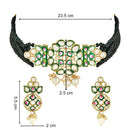 Etnico Gold Plated Traditional Pearl Kundan Studded Meenakari Choker Necklace With Earring Set For Women/Girls (ML319G)