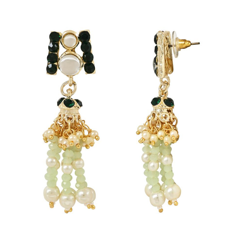 Etnico Gold Plated Traditional Kundan & Mint Beads Multistrand Necklace With Earrings, Maang Tikka & Finger Ring Set For Women (ML320Min)men/Girls (ML319G) (Copy)