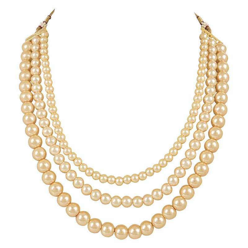 Etnico Gold Plated Traditional Multi Strand Long Pearl Necklace Jewellery Women/Girls (ML323FL)