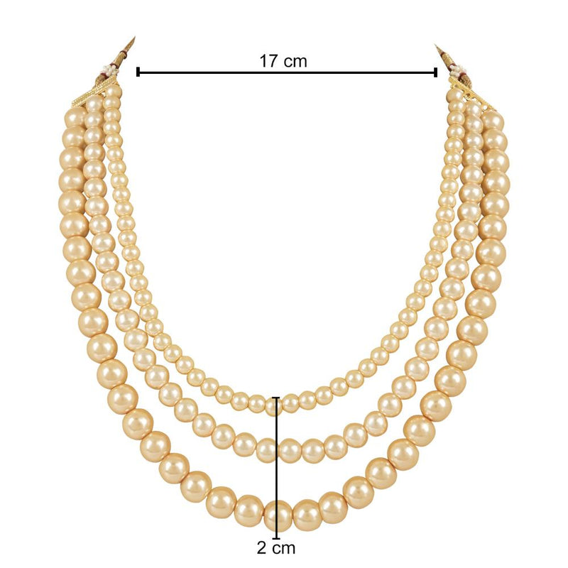 Etnico Gold Plated Traditional Multi Strand Long Pearl Necklace Jewellery Women/Girls (ML323FL)