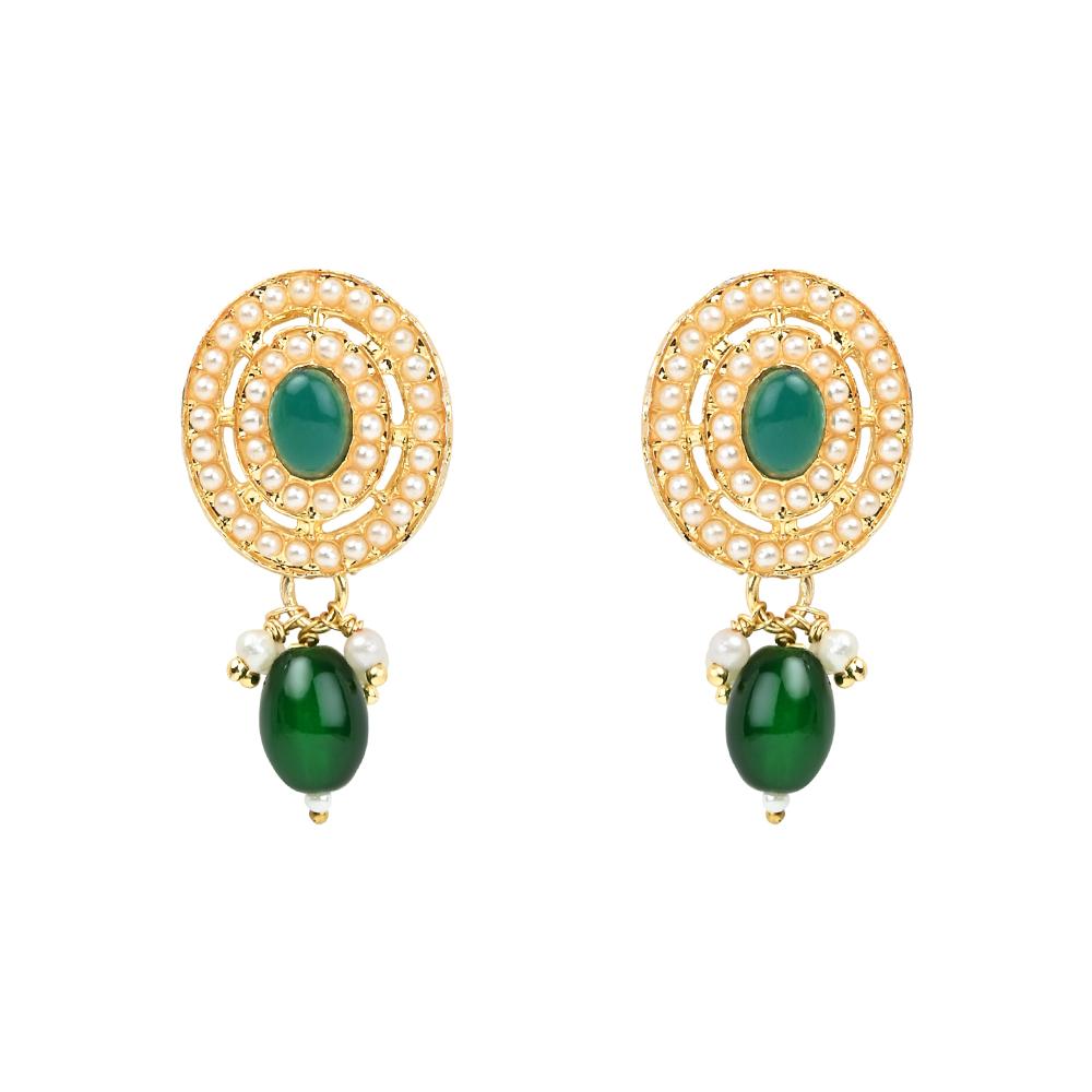 Etnico Traditional Handcrafted Pearl Necklace Jewellery Set With Earrings & Maang Tikka Set For Women And Girls (ML329G)