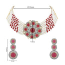 Etnico Gold Plated Kundan & Pearl Choker Necklace & Earrings Set For Women (ML336WQ)