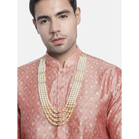 Etnico Multistrand Pearl Necklace/Dulha Moti Mala/Maharaja Haar/Groom Necklace For Men (MLP35FL)