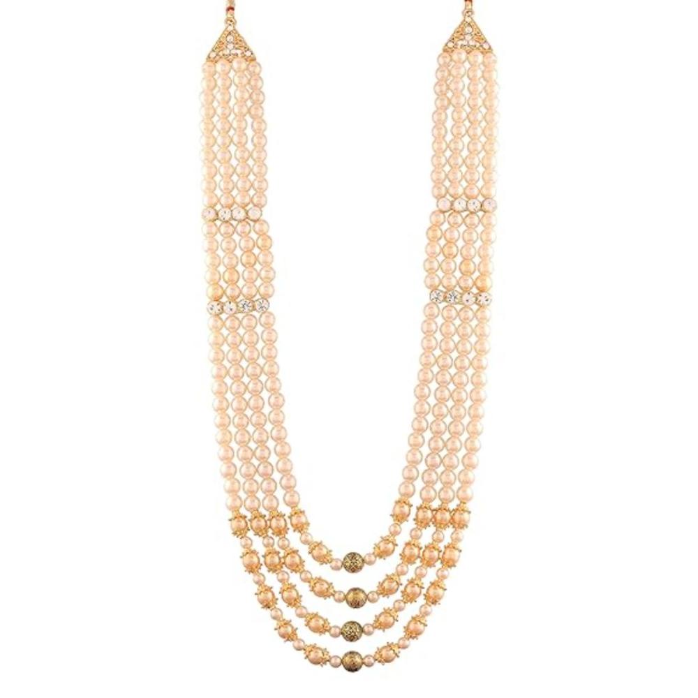 Etnico Multistrand Pearl Necklace/Dulha Moti Mala/Maharaja Haar/Groom Necklace For Men (MLP35FL)