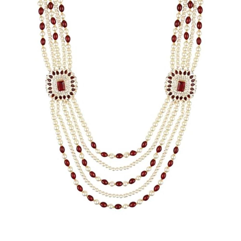 Etnico Multistrand Pearl Necklace/Dulha Moti Mala/Maharaja Haar/Groom Necklace For Men (MLP41M)