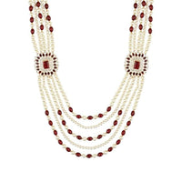 Etnico Multistrand Pearl Necklace/Dulha Moti Mala/Maharaja Haar/Groom Necklace For Men (MLP41M)