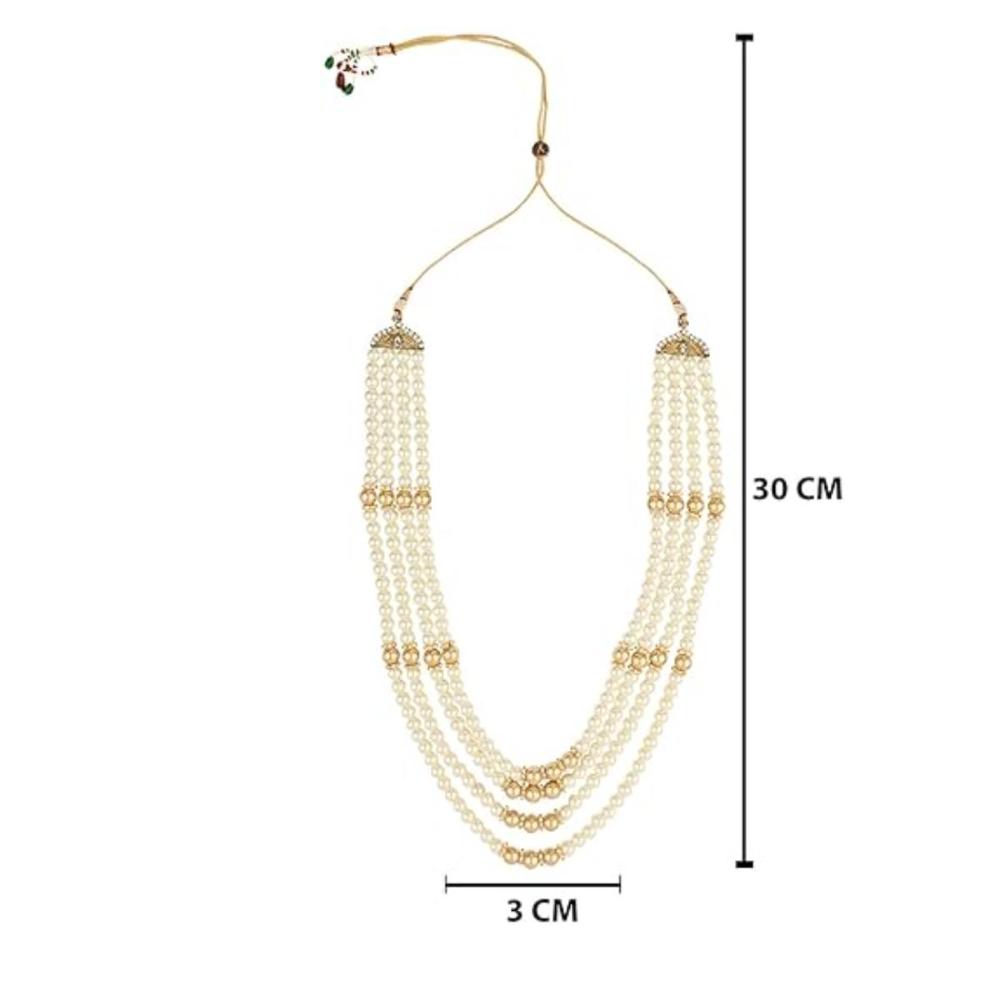 Etnico Multistrand Pearl Necklace/Dulha Moti Mala/Maharaja Haar/Groom Necklace For Men (MLP45W)