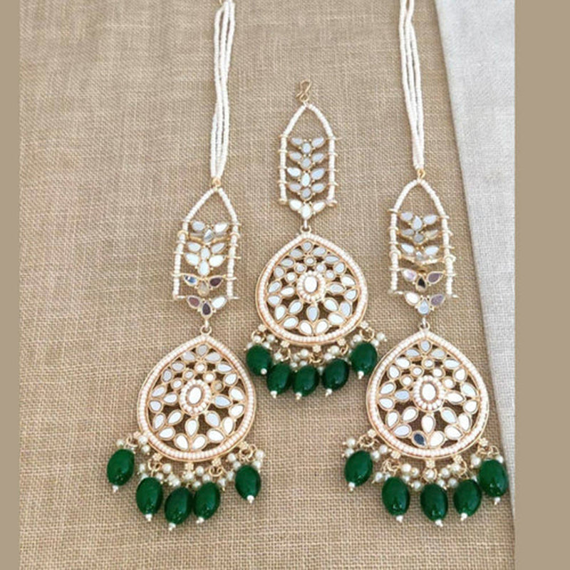 Darshana Jewels Mirror  Kanchain Earrings With Mangtikka