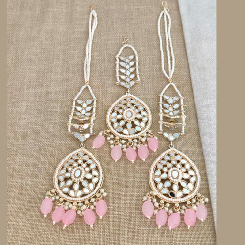 Darshana Jewels Mirror  Kanchain Earrings With Mangtikka