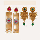 Wearhouse Fashion 2 Tone Plated Pota Stone And Pearls Dangler Earrings
