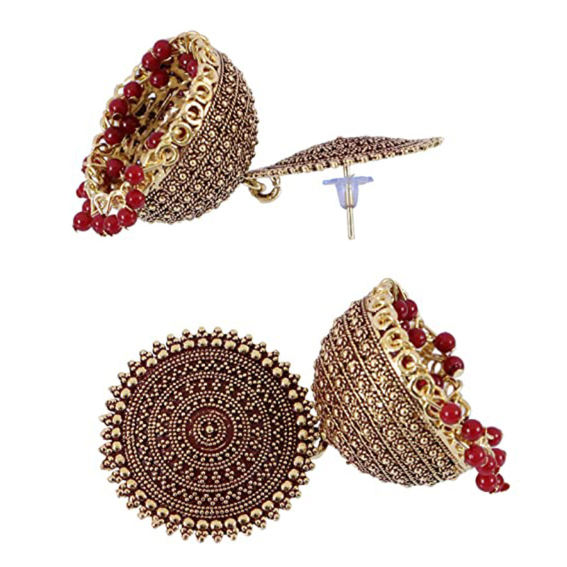 Subhag Alankar Maroon Attractive Kundan Jhumki earrings ideal for festive wear