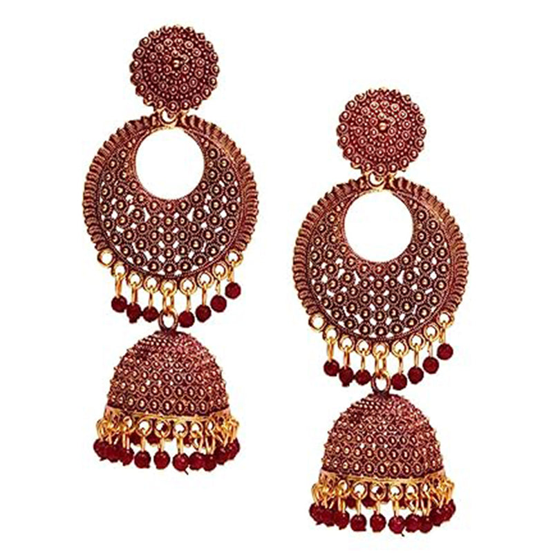 Subhag Alankar Maroon Beautifully designed floral Baali Jhumki Earrings For Girls & Women