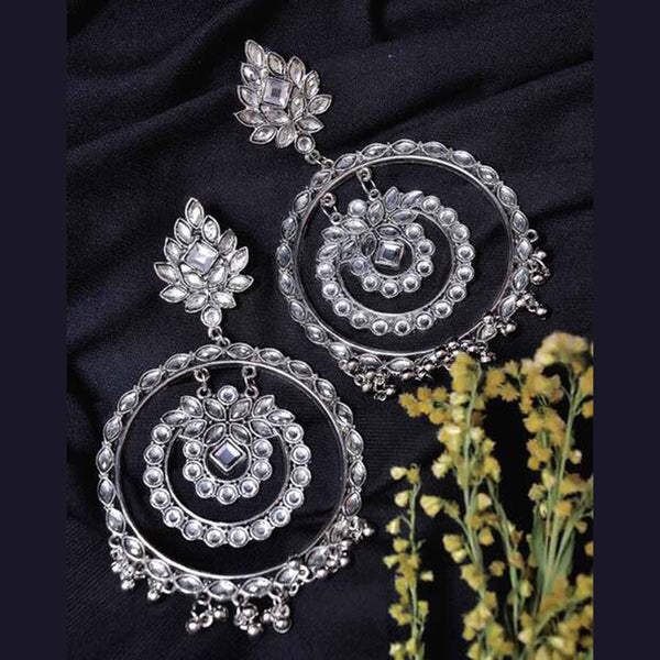 Subhag Alankar Silver Mirror Gola, Beautiful Design Oversized Earring Alloy Chandbali Earring