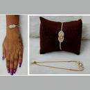 JewelTreeTz Gold Plated Mother of Pearl & Uncut Polki Kundan Bracelet